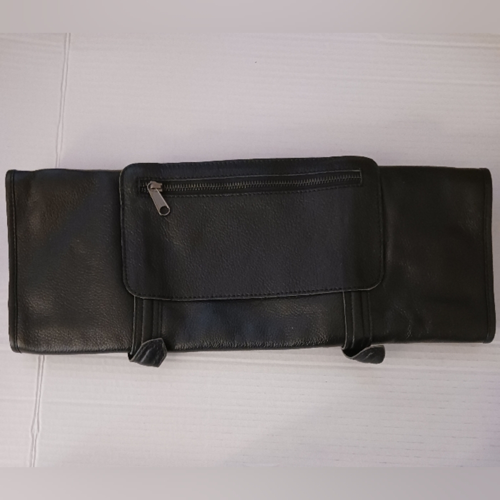 Chef's Knife Roll Bag, LE MINUIT by MARION Genuine Calf Top Grain Black Leather - Picture 8 of 12